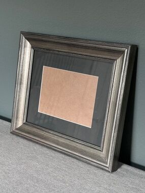 Aaron Brothers Brushed Pewter 5x7” Picture Frame with Charcoal Mat
